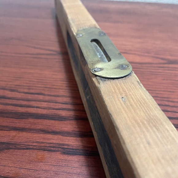 Antique Wood Level Rustic Farmhouse Tool Decor Vintage Carpentry Bubble Level - Picture 6 of 16